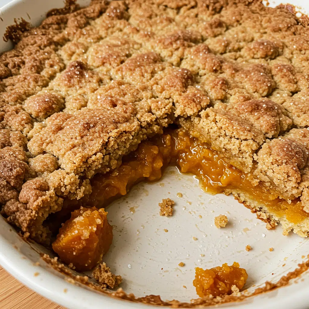 Easy Pumpkin Cobbler 12 Golden brown pumpkin cobbler with crumbly topping in a white baking dish, served with a dollop of whipped cream, showcasing the creamy pumpkin filling and crispy spiced topping.