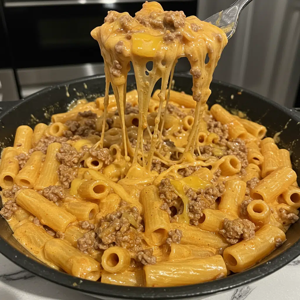 Creamy Rotel Pasta with Ground Beef 6 Creamy Rotel pasta with ground beef served in a white bowl, topped with fresh cilantro and melted cheddar cheese