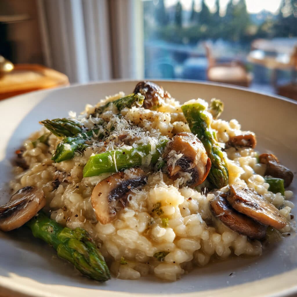 Mushroom and Asparagus Risotto