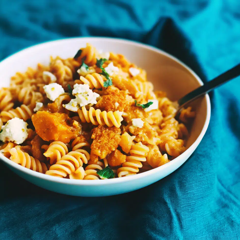 Baked Feta and Butternut Squash Pasta with Sage and Garlic 6 This Baked Feta and Butternut Squash Pasta with Sage and Garlic is fall comfort food at its finest! Creamy, cozy, and absolutely irresistible.