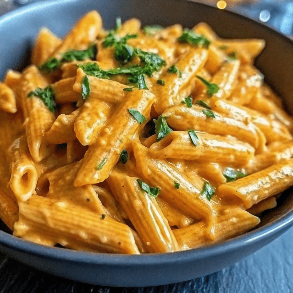 A bowl of creamy pumpkin pasta garnished with fresh Parmesan cheese and black pepper, surrounded by autumn pumpkins and fresh herbs