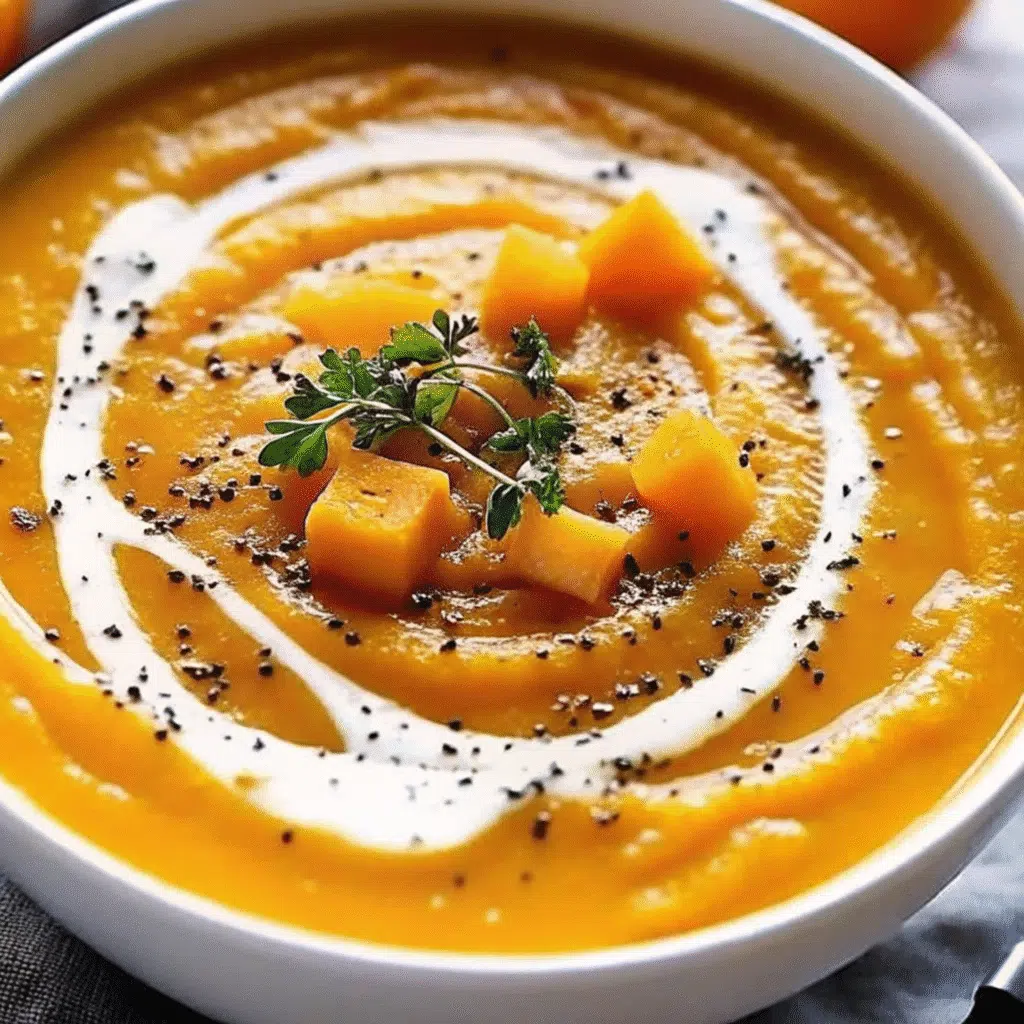 Gordon Ramsay Butternut Squash Soup 6 Golden butternut squash soup in a white bowl garnished with fresh sage leaves and a drizzle of olive oil, served alongside crusty bread on a rustic wooden table
