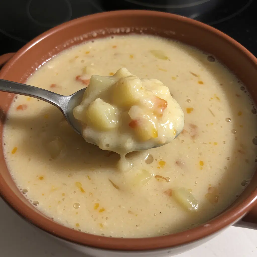 Home Page 37 Creamy crockpot potato soup in a white bowl topped with shredded cheese, bacon bits, and chives, with a slice of crusty bread on the side