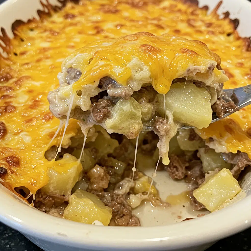 Crockpot Cheesesteak Potato Casserole 9 Crockpot Cheesesteak Potato Casserole topped with melted cheddar and fresh parsley