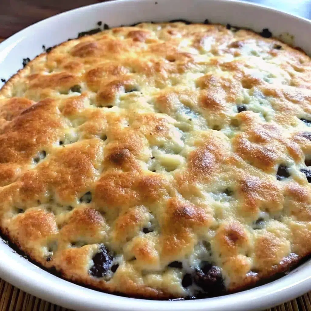 Easy Blueberry Cottage Cheese Breakfast Bake 7 Golden brown blueberry cottage cheese breakfast bake in a rectangular pan, topped with burst blueberries and toasted almonds, cut into neat squares