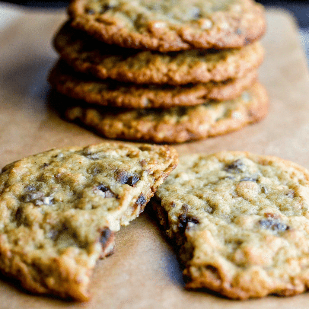 Large, thick Texas Cowboy Cookies loaded with oats, corn flakes, pecans, coconut, peanut butter chips and chocolate chips on a wire cooling rack