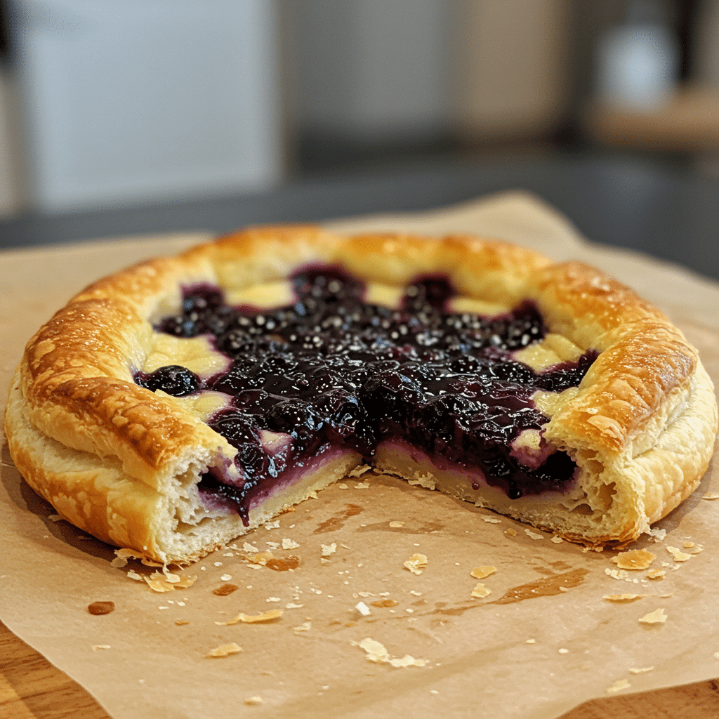 Simple Lemon-Blueberry Puff Pastry Tart ready in 30 minutes using basic ingredients you probably have at home