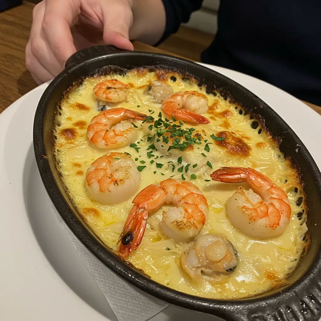 Gourmet Seafood Cassolette - A French-inspired baked dish with tender seafood in creamy Parmesan sauce, topped with golden breadcrumbs