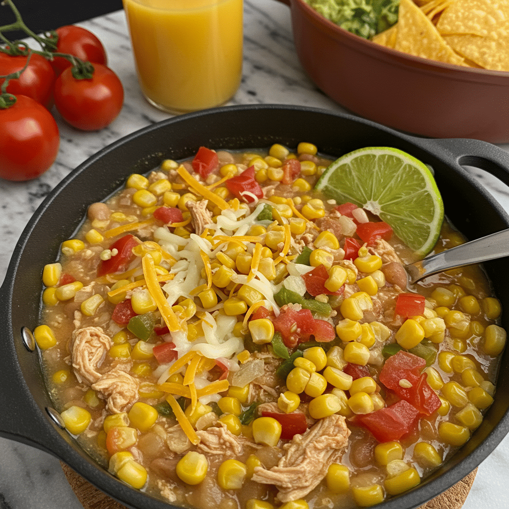 Mexican Street Corn White Chicken Chili - all the elote flavors in a warm bowl for family dinner!