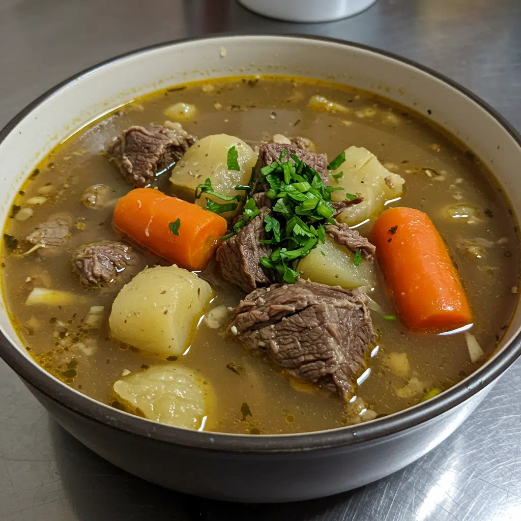 Bowl of authentic Mexican Caldo de Res with tender beef chunks, fresh corn on the cob, potatoes, zucchini, and colorful vegetables in clear golden broth, garnished with cilantro and served with lime wedges