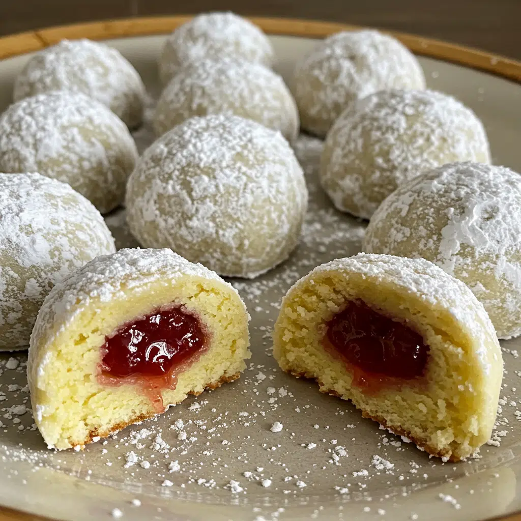 Home Page 5 Cherry Snowball Cookies with their signature pink tint and snowy powdered sugar coating