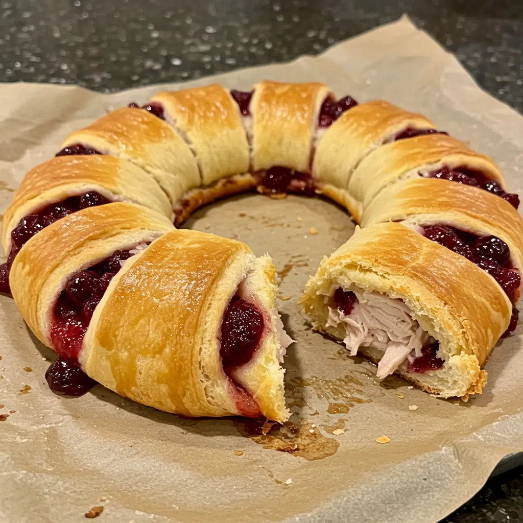Home Page 4 This gorgeous Turkey Cranberry Crescent Ring transforms simple ingredients into an elegant centerpiece that's perfect for holidays or any special occasion.