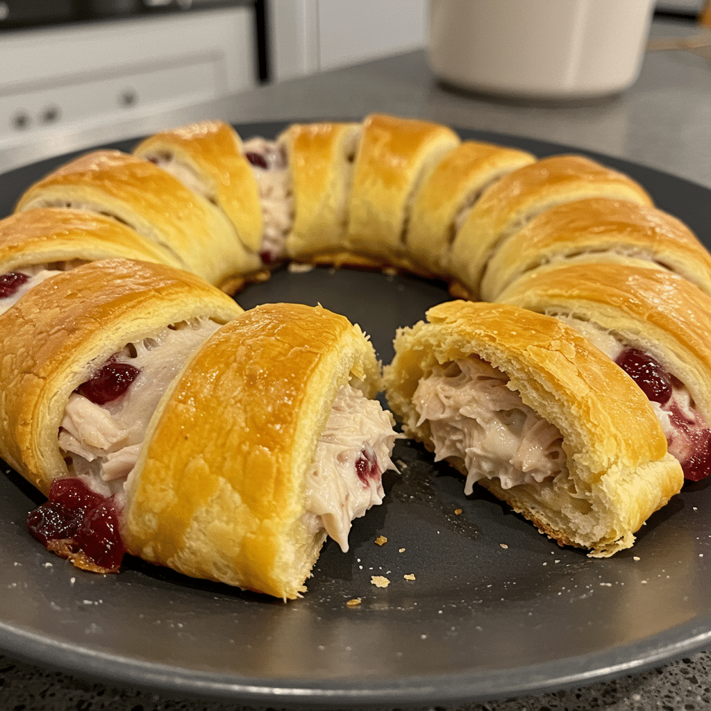 This gorgeous Turkey Cranberry Crescent Ring transforms simple ingredients into an elegant centerpiece that's perfect for holidays or any special occasion.