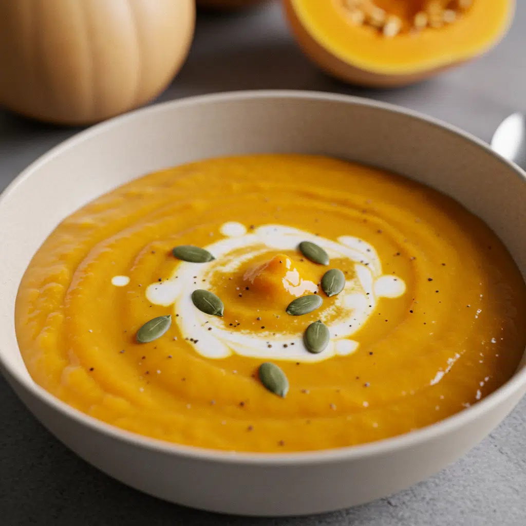 This velvety butternut squash soup with fresh herbs is the perfect comfort food for chilly autumn days