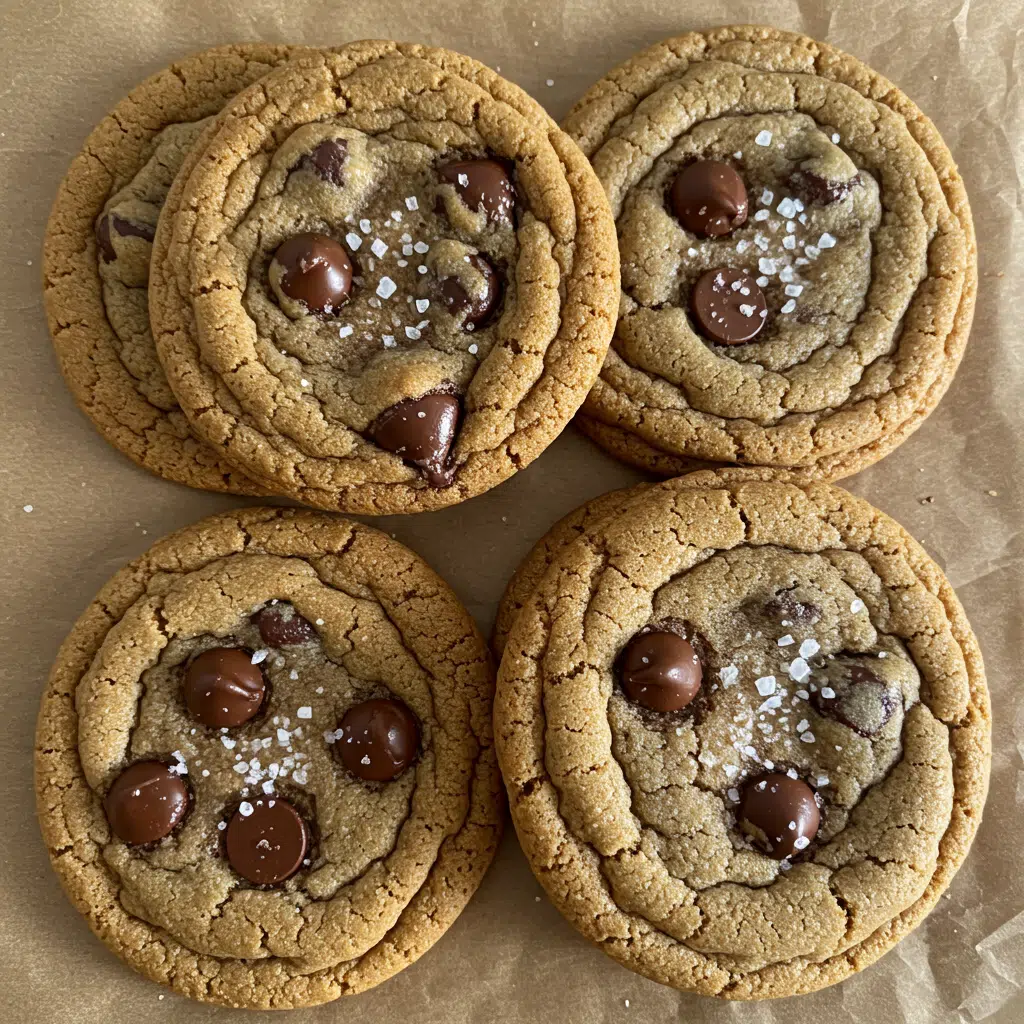 salted brown butter chocolate chip cookies feature crispy edges, chewy centers, and pools of melted chocolate finished with flaky sea salt