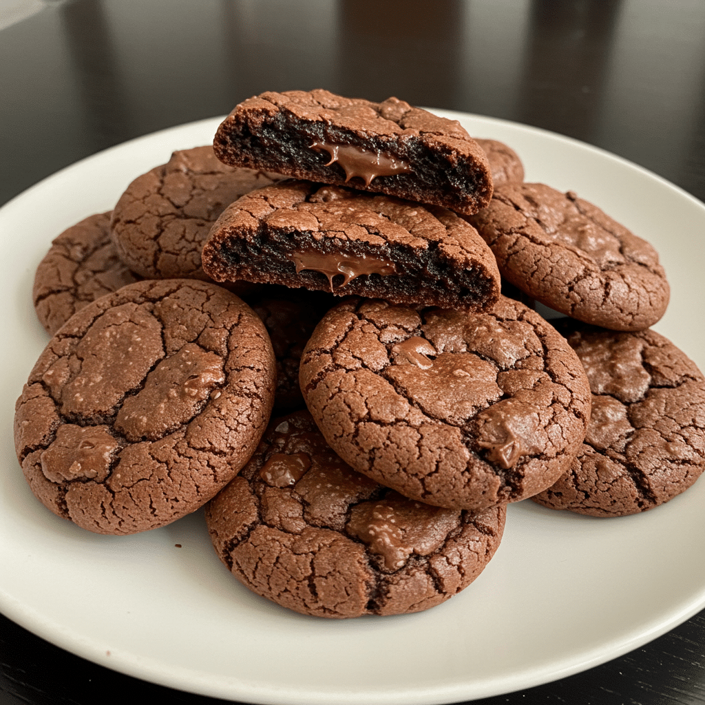Golden-brown fudgy chewy brookies with melted chocolate chips scattered throughout, cooling on parchment paper with a light dusting of sea salt