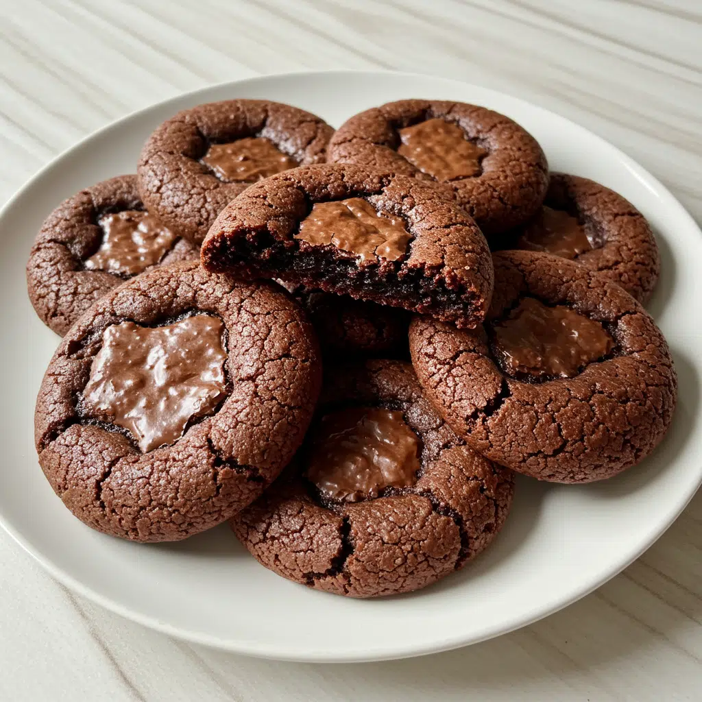 Golden-brown fudgy chewy brookies with melted chocolate chips scattered throughout, cooling on parchment paper with a light dusting of sea salt