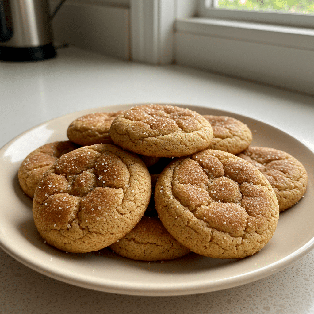 Soft brown butter snickerdoodle cookies covered in cinnamon sugar on a cooling rack
