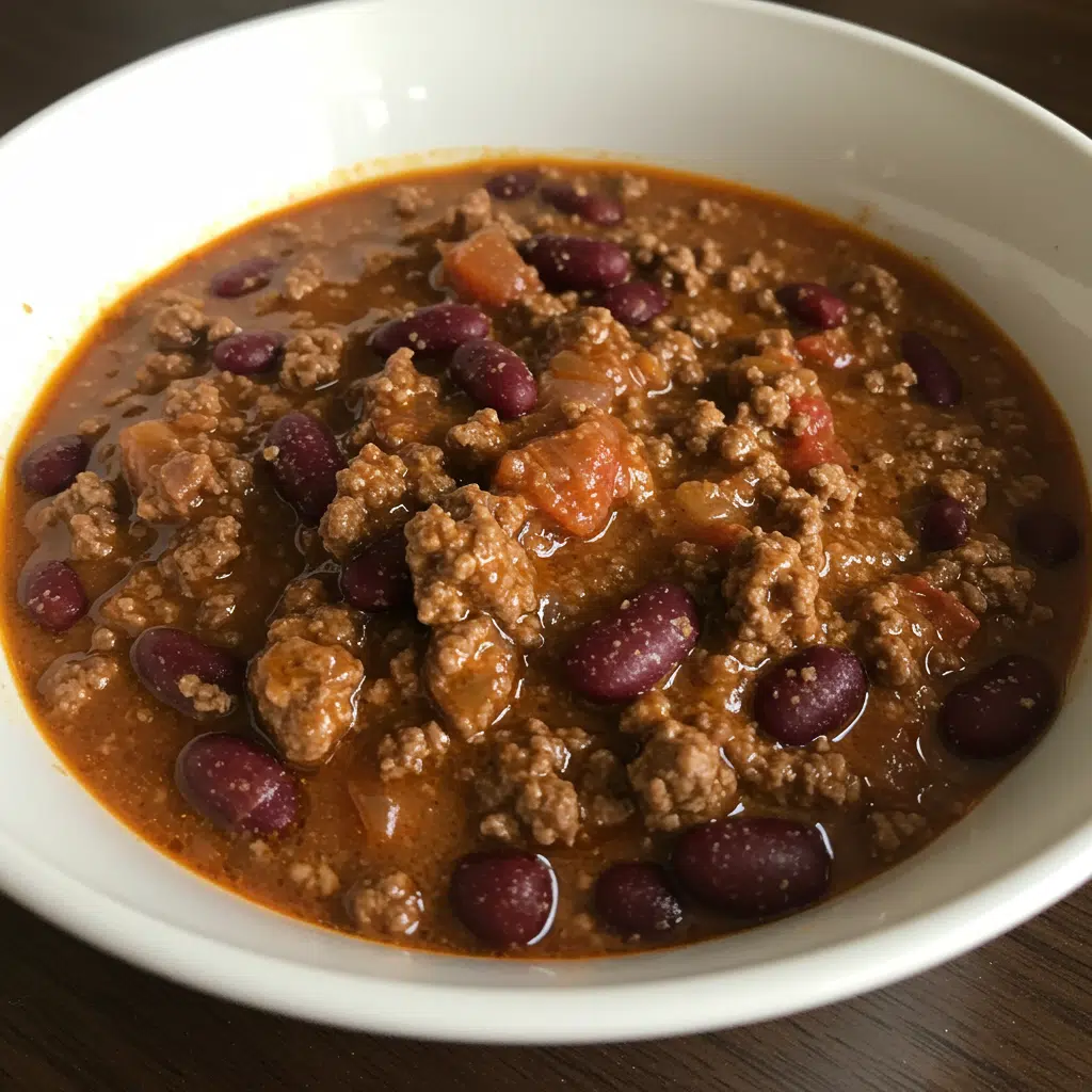 Home Page 12 Bowl of thick cowboy chili with cheese and sour cream on top, served with cornbread