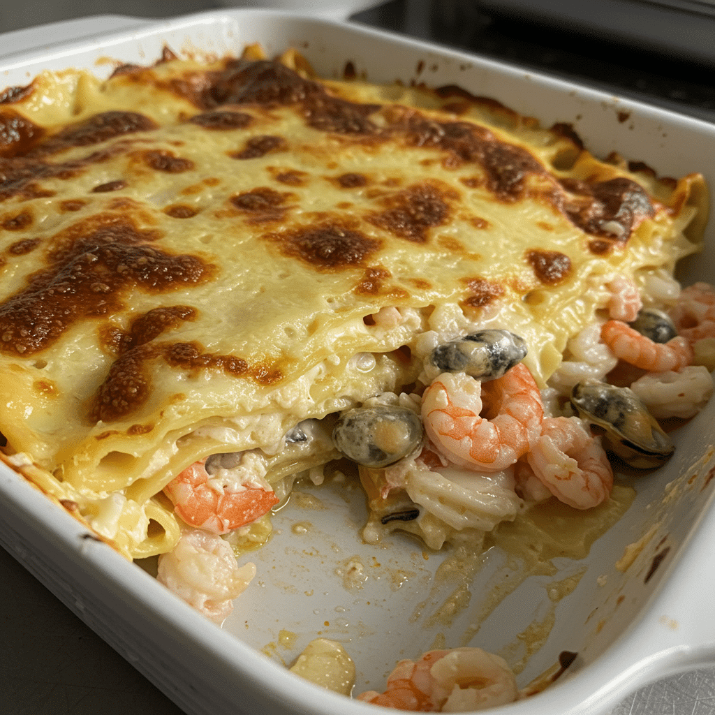 This incredible Seafood Lasagna layers sweet lobster, delicate crab, and tender shrimp in a rich creamy sauce - restaurant quality you can make at home!