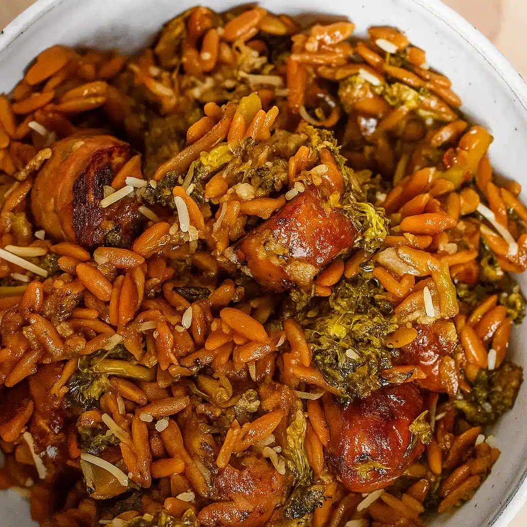 Home Page 8 One-pan Chicken Sausage and Broccoli Orzo - the weeknight dinner that actually gets finished