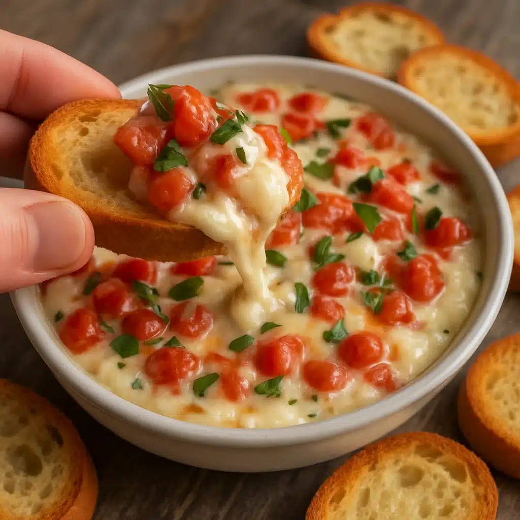 Bruschetta Dip 6 This addictive bruschetta dip turns classic Italian flavors into the perfect party appetizer that disappears in minutes!