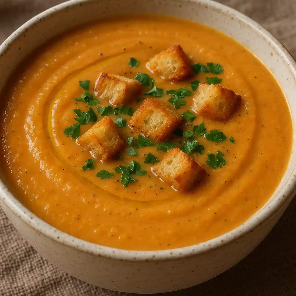 Roasted Winter Vegetable Soup - butternut squash, parsnips, sweet potatoes, and carrots roasted until caramelized, then simmered into comforting soup