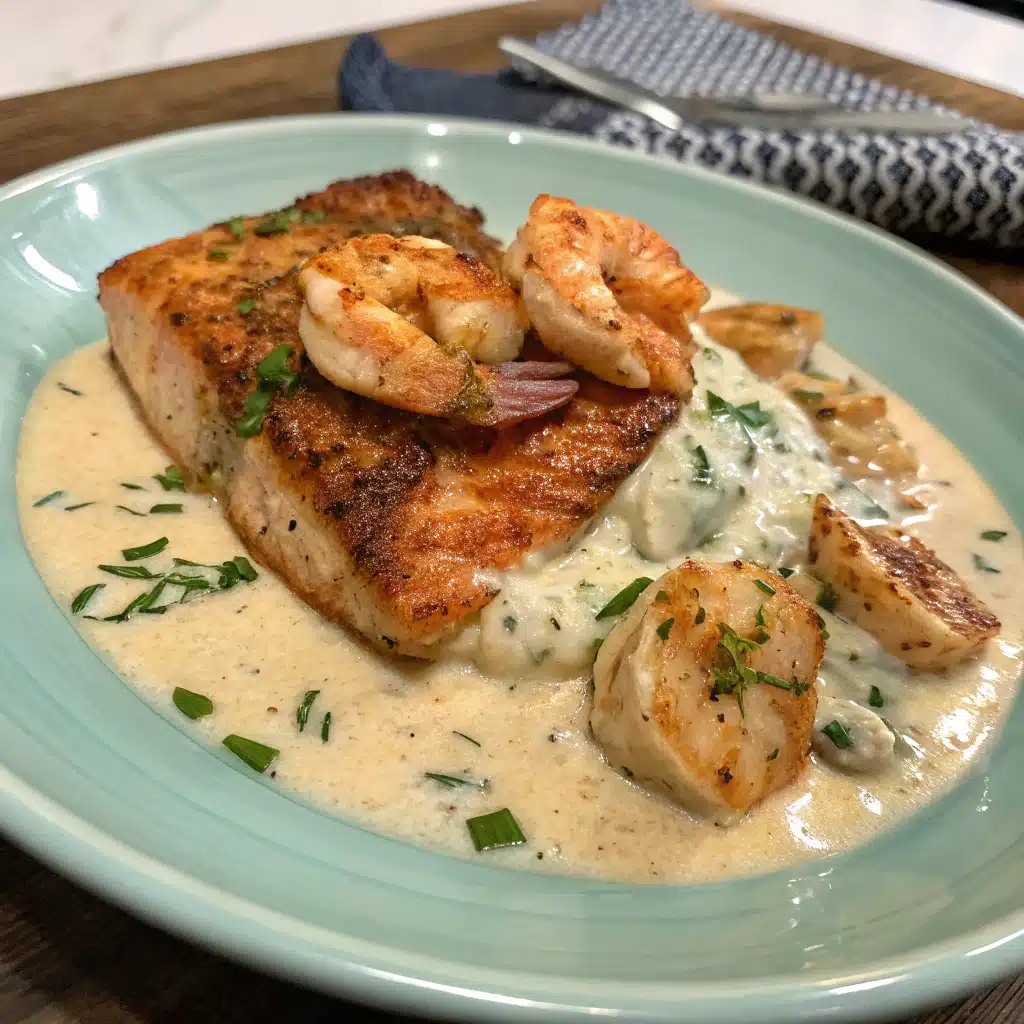 Home Page 9 Cajun Shrimp and Salmon with Garlic Cream Sauce - looks fancy but takes 25 minutes and uses one pan