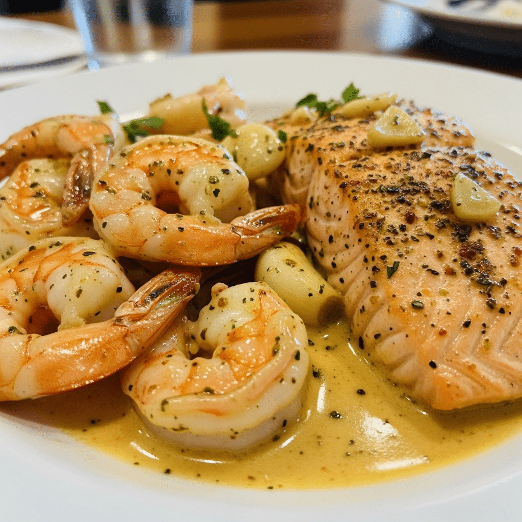 Cajun Shrimp and Salmon with Garlic Cream Sauce - looks fancy but takes 25 minutes and uses one pan
