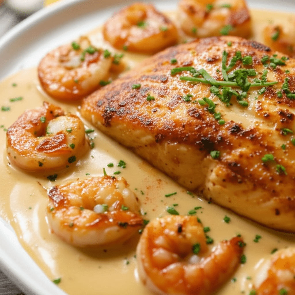 Cajun Shrimp and Salmon with Garlic Cream Sauce - looks fancy but takes 25 minutes and uses one pan