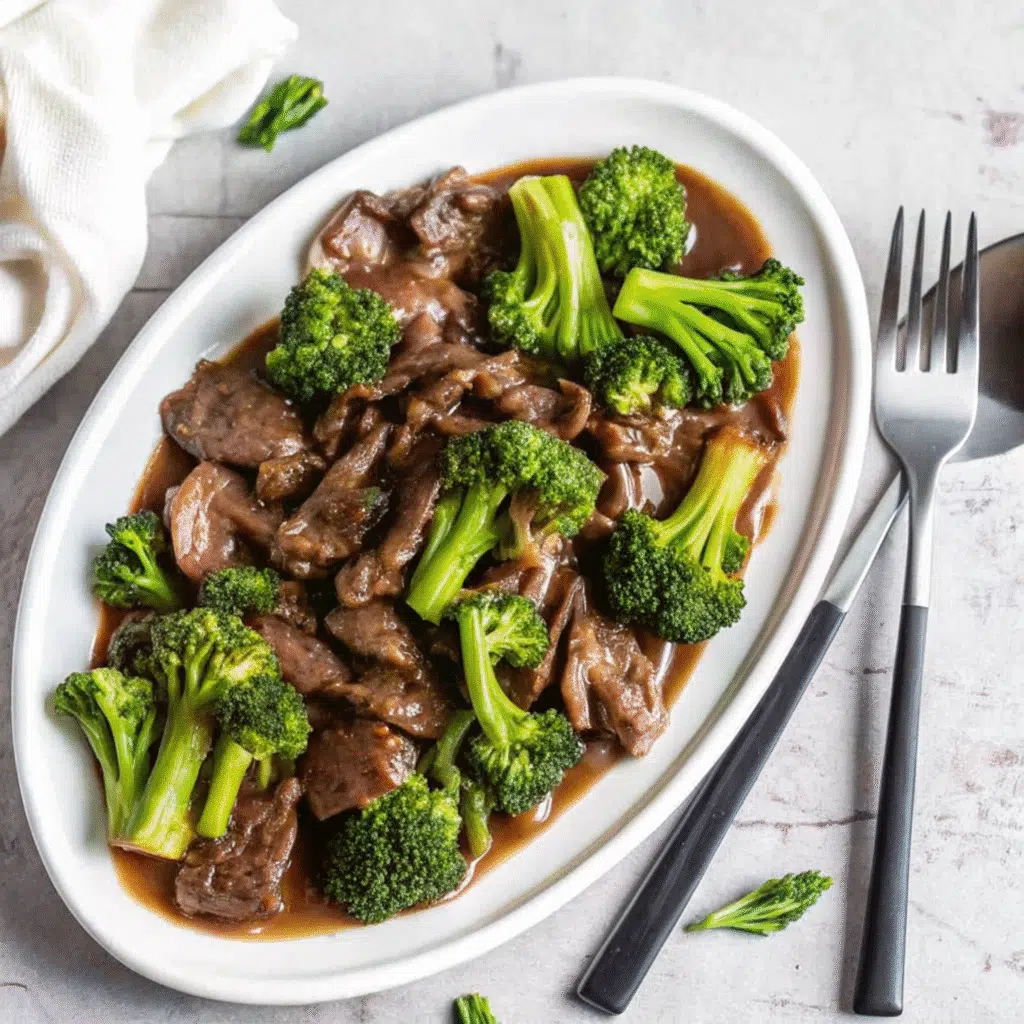 Chinese Beef and Broccoli 6 Chinese Beef and Broccoli with tender beef strips, crisp broccoli, and savory garlic-ginger sauce – ready in just 20 minutes!