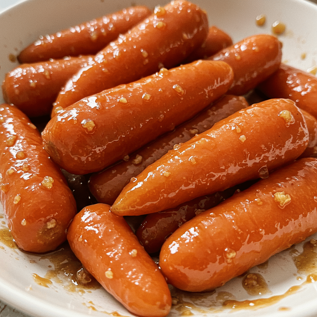 Tender glazed carrots coated in a shiny brown sugar and butter glaze.