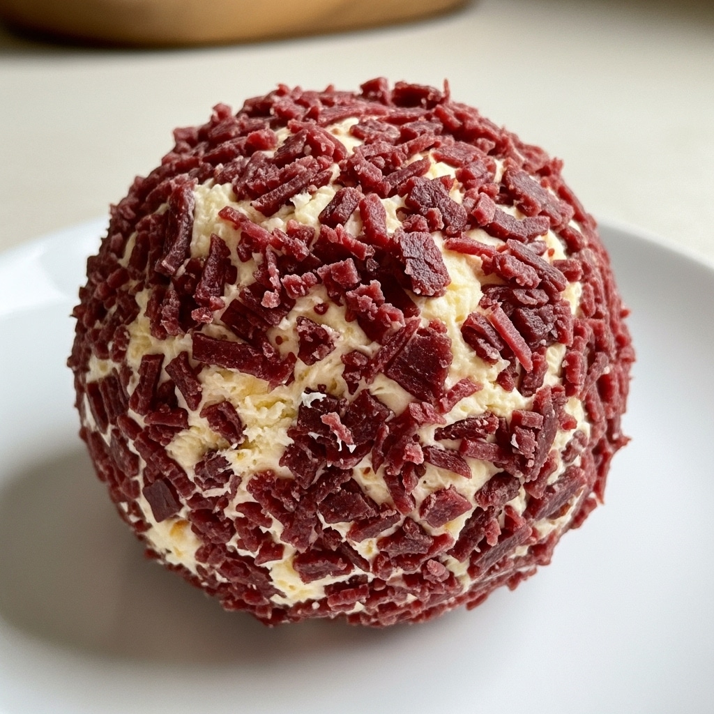Chipped Beef Cheese Ball disappears faster than anything else at my parties. Cream cheese, dried beef, and green onions come together for the ultimate savory appetizer