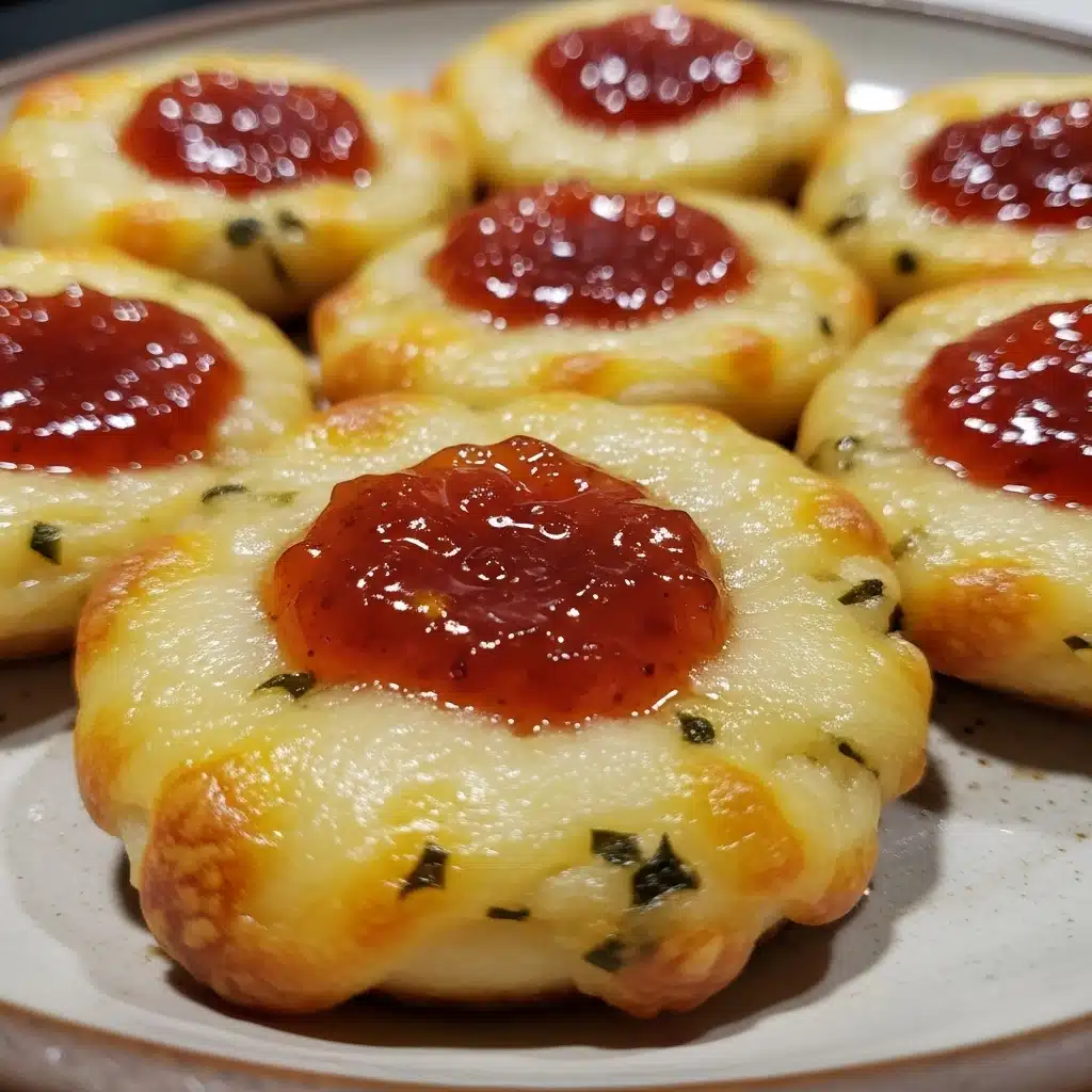 Cheesy Thumbprint Appetizers with Hot Pepper Jelly 6 Cheesy Thumbprint Appetizers with Hot Pepper Jelly – buttery, savory bites with a sweet-spicy jewel in every center!