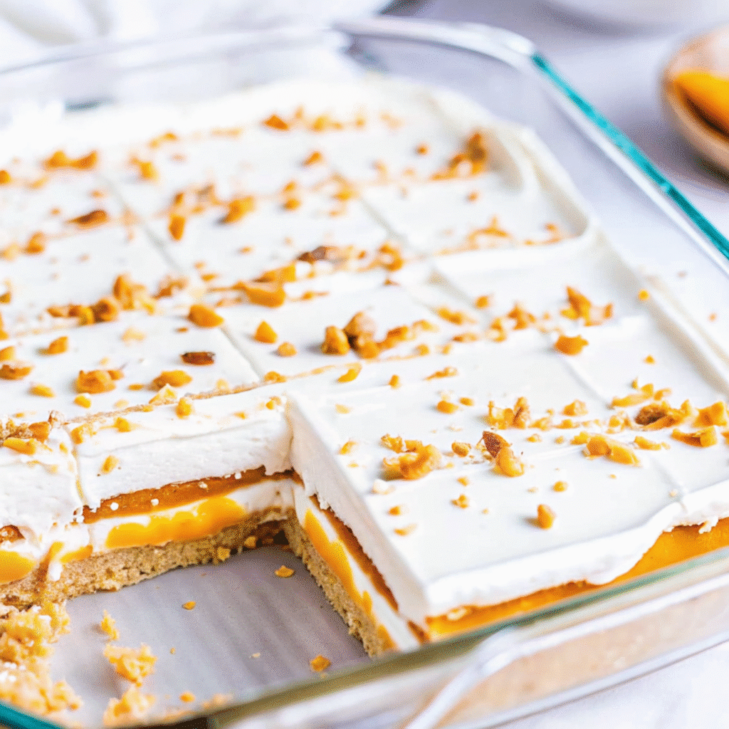This No Bake Pumpkin Delight is the ultimate fall dessert! Layers of ginger snap crust, cream cheese, spiced pumpkin, and whipped cream come together in one easy, make-ahead treat.