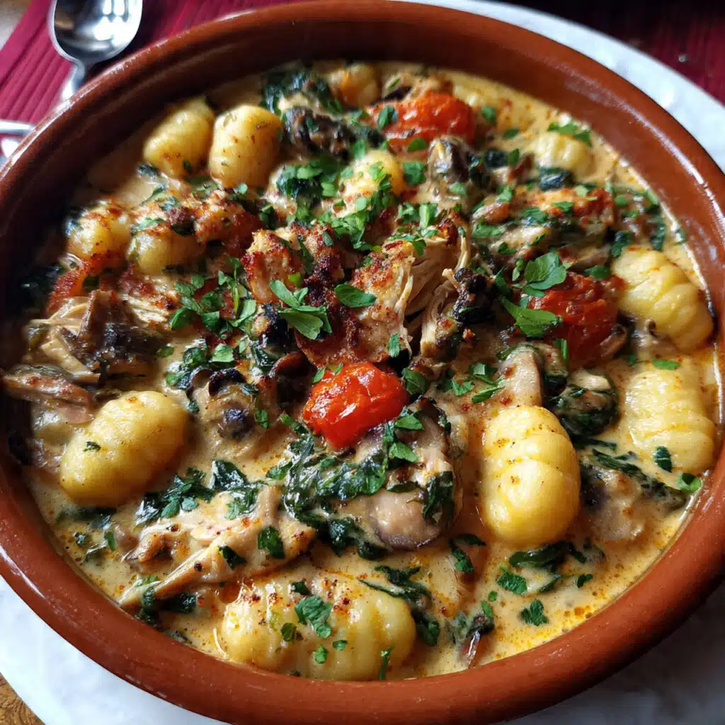 Cozy One Pot Gnocchi Chicken Pot Pie—all the comfort of classic pot pie without the crust! Ready in 45 minutes.