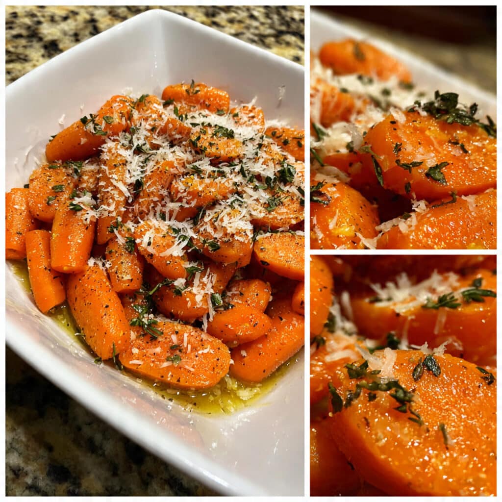 Crispy, cheesy Healthy Smashed Carrots fresh from the oven – tender inside with perfectly golden, caramelized edges