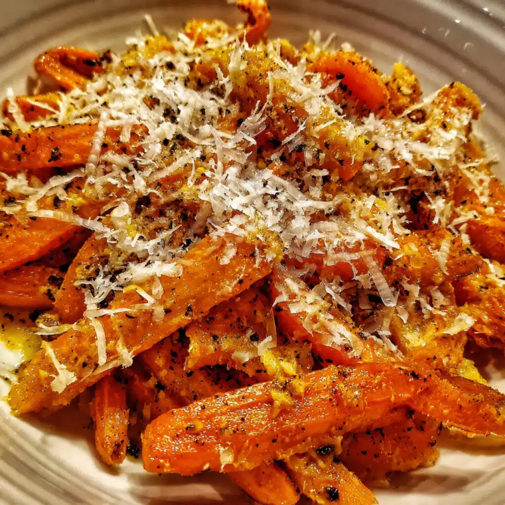 Crispy, cheesy Healthy Smashed Carrots fresh from the oven – tender inside with perfectly golden, caramelized edges