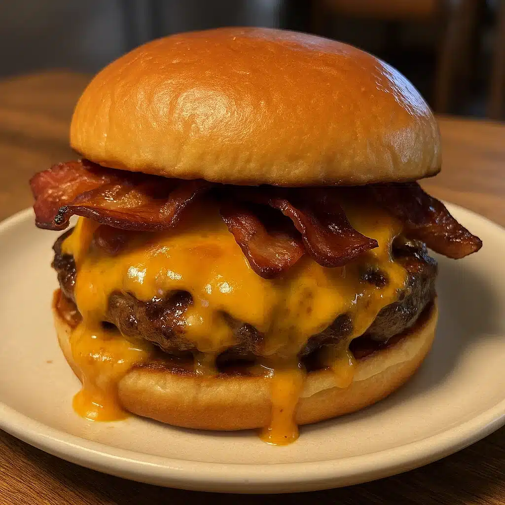 Crack Burgers 6 Juicy crack burger on a toasted bun loaded with bacon, cheddar cheese, and ranch seasoning, topped with lettuce and tomato and drizzled with tangy mustard sauce