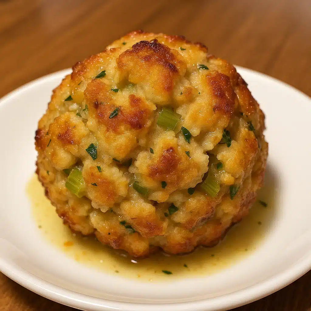 Thanksgiving Stuffing Balls 7 These Thanksgiving Stuffing Balls are crispy on the outside, buttery and tender on the inside, and SO much easier to serve than traditional stuffing!