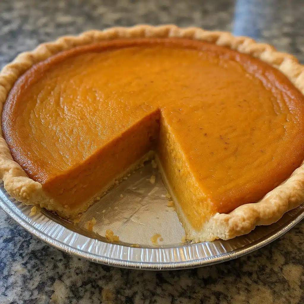 Sweet Potato Pie 8 homemade sweet potato pie with orange filling and flaky crust on a white plate