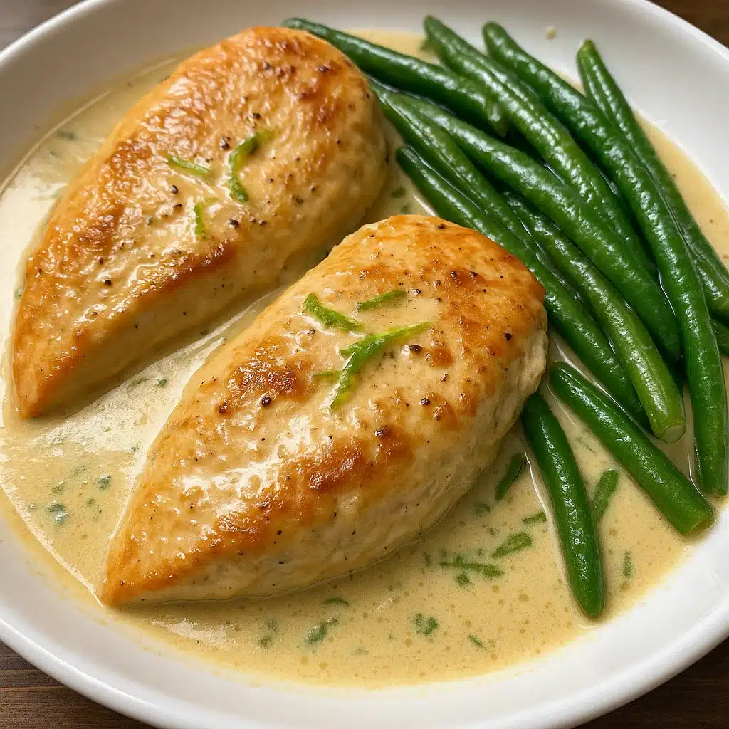 Coconut Lime Chicken with Green Beans 5 Creamy coconut lime chicken with green beans in a skillet, garnished with fresh cilantro and lime wedges, served over white rice