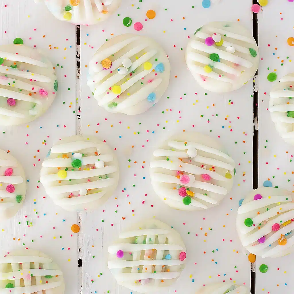 No-bake Funfetti Cream Cheese Mints ready in 20 minutes! Creamy, festive, and so easy.