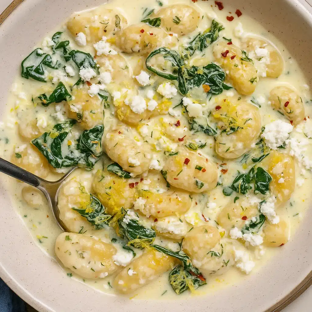 One-skillet creamy gnocchi with spinach and feta – Mediterranean comfort food ready in 20 minutes!