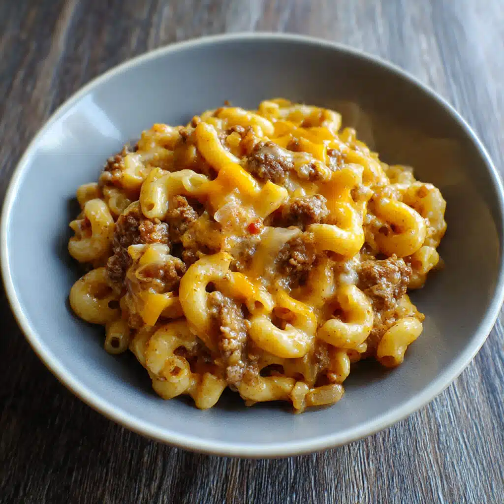 One Pot Cheeseburger Macaroni 6 One Pot Cheeseburger Macaroni – All the flavors of a cheeseburger in one creamy, cheesy skillet! Ready in just 30 minutes.