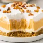 This No Bake Pumpkin Delight is the ultimate fall dessert! Layers of ginger snap crust, cream cheese, spiced pumpkin, and whipped cream come together in one easy, make-ahead treat.