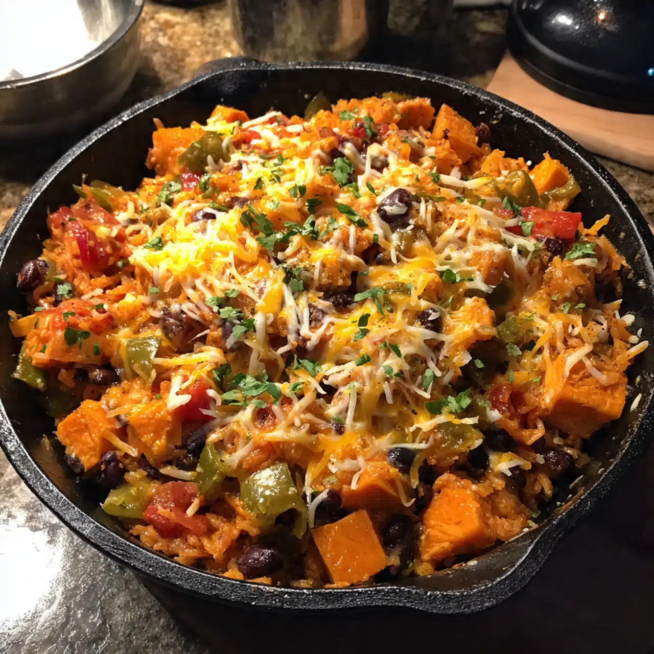 Southwest Sweet Potato Black Bean and Rice
