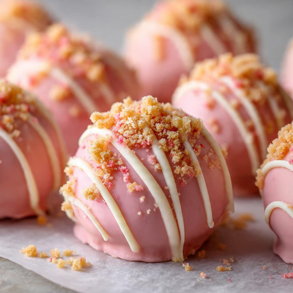 Strawberry Shortcake Cheesecake Truffles taste just like those nostalgic Good Humor ice cream bars! No-bake, make-ahead