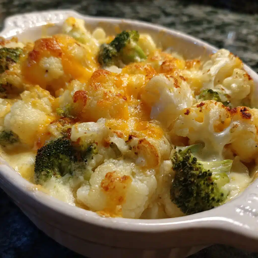Cheesy Cauliflower and Broccoli Casserole is the ultimate comfort food—creamy, cheesy, and topped with golden buttery crackers