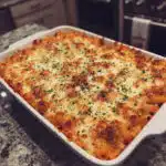 Loaded Veggie Baked Ziti—creamy, cheesy, and packed with fresh vegetables like zucchini, mushrooms, spinach, and bell peppers.